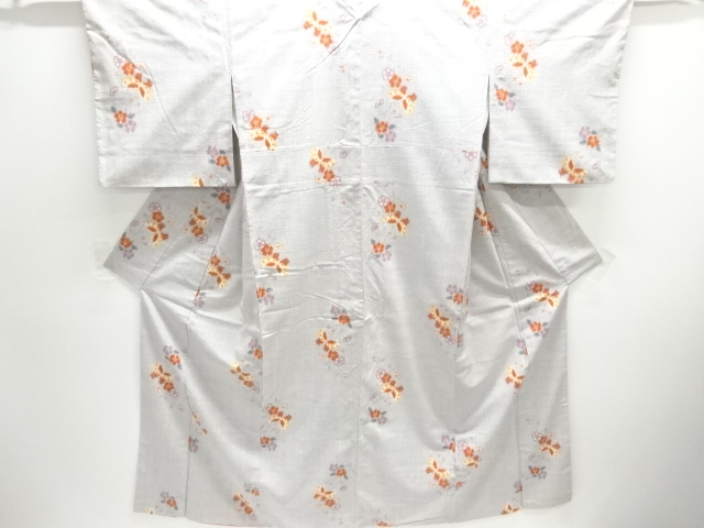 JAPANESE KIMONO / ANTIQUE KIMONO / SILK / TSUMUGI / WOVEN FLOWER